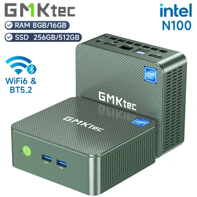 [Taxa inclusa] GMKtec G3 Mini PC Intel N100, Windows 11 Pro, 8 GB DDR4, 256 GB, PCIe, SSD M.2, WiFi 6, BT5.2, Rede 2.5 GB