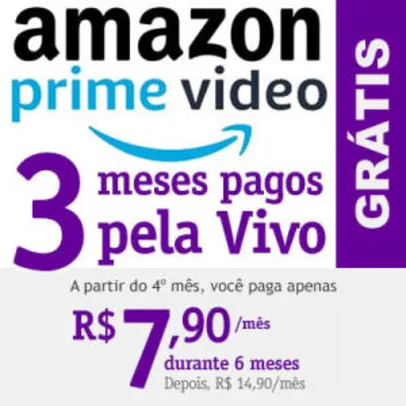 Amazon Prime Video sem custo por 3 meses pela VIVO