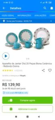 Aparelho de Jantar Chá 20 Peças Biona Cerâmica - Redondo Donna | R$ 120