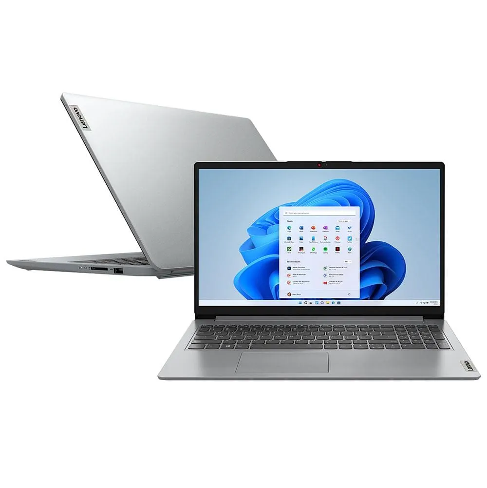 Notebook Lenovo IdeaPad 1i i7-1255U 12GB 512GB SSD Tela 15.6 Placa de Vídeo Intel Iris Xe Windows Câmera 720p com privacidade 82VY000PBR
