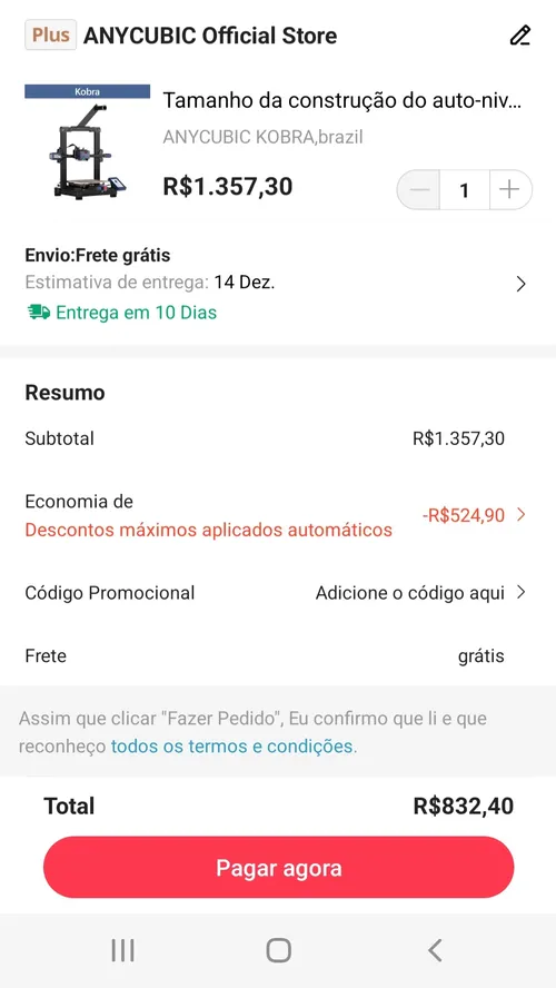 Imagem na descrição da promoção