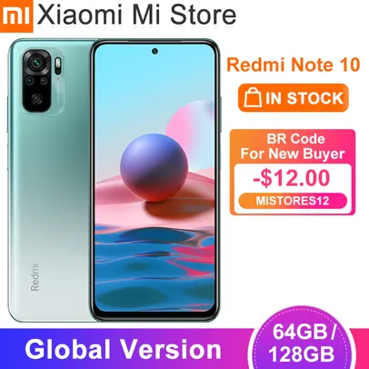[NOVOS USUÁRIOS] Smartphone Xiaomi Redmi Note 10 4GB RAM 64/128GB ROM versão global | R$ 992