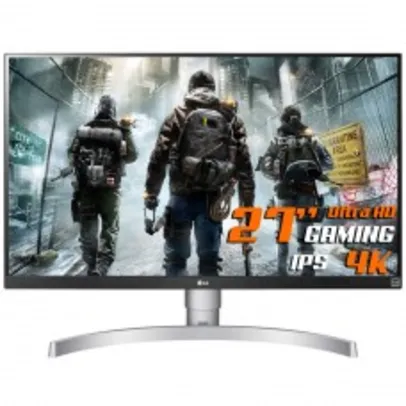 Monitor Gamer LG, 27 Pol, Ultra HD, 4K, IPS, HDR, 99% sRGB, FreeSync, HDMI/DP, White, 27UL650-W