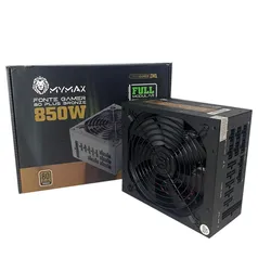 Fonte Mymax ATX Gamer, 850W, 80 Plus Bronze, PFC Ativo, Bivolt, Com Cabo, Preta