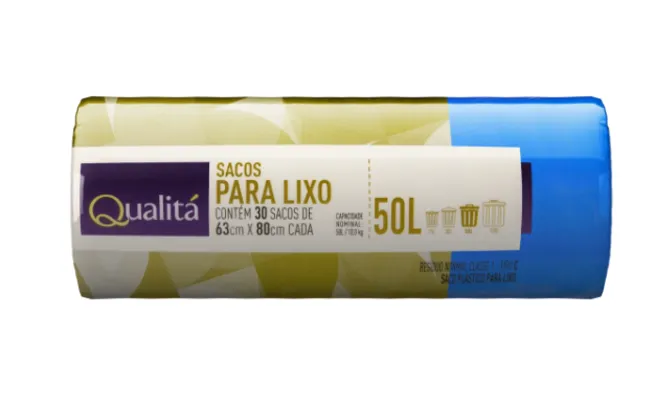 Saco para Lixo 50l Qualitá 30 Unidades