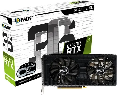 Placa de Vídeo Palit NVIDIA GeForce RTX 3060 Dual, LHR, 12GB, GDDR6, 192bit, DLSS, Ray Tracing