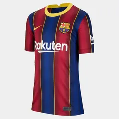 Camisa Barcelona Juvenil Home 20/21 s/n° Torcedor Nike - Azul+Grená | R$155