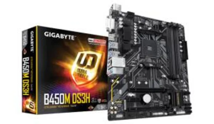 PLACA MÃE GIGABYTE B450M DS3H, CHIPSET B450, AMD AM4, MATX, DDR4 - R$499