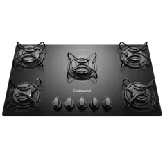 Cooktop 5 Bocas Continental a Gás de Vidro  Temperado Preto (KC5GP)