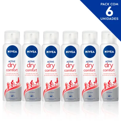 Kit Desodorante Nivea 6 Unidades Dry Comfort - Aerossol Antitranspirante Feminino 150ml 