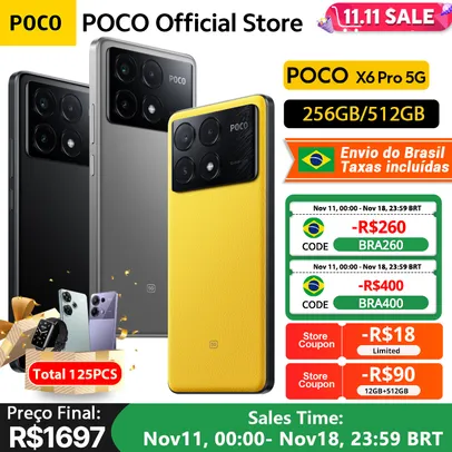 [Do brasil] Poco x6 pro 5g versão global smartphone 8300-ultra 6.67 