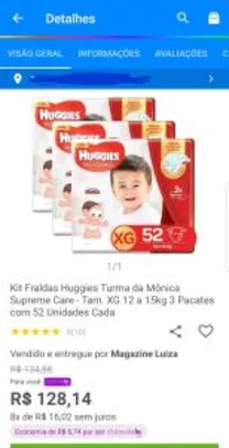 Kit Fraldas Huggies Turma da Mônica Supreme Care - XG | R$128