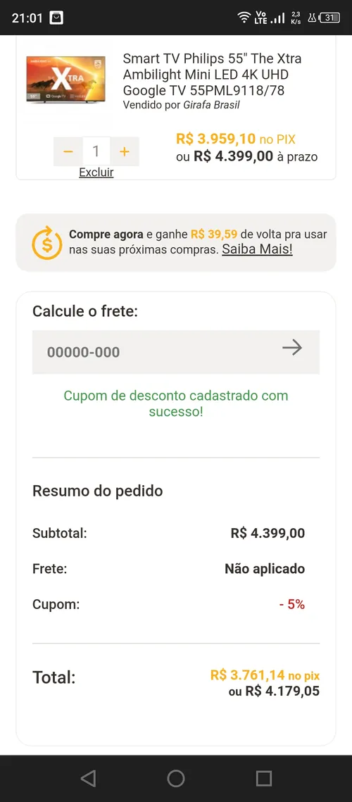 Imagem na descrição da promoção