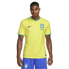 Camisa Brasil I 2022/23 Nike Torcedor Pro Masculina - Amarela/Verde