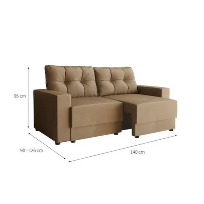 Sofá 2 Lugares Retrátil Lubeck Suede Bege 140 cm