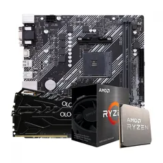 Kit Upgrade, AMD Ryzen 5 5600X, Asus Prime A520M-E, Memória 16GB (2x8GB) DDR4