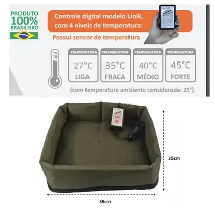 Cama Pet Colchonete Térmico Elétrico 35x35cm Pequeno Filhotes Unik Bivolt - Styllus Term