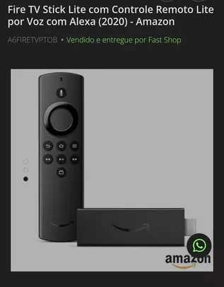 Fire TV Stick Lite com Controle Remoto Lite por Voz com Alexa (2020) - Amazon