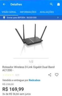 Roteador Wireless D-Link Gigabit Dual Band AC1200 | R$170