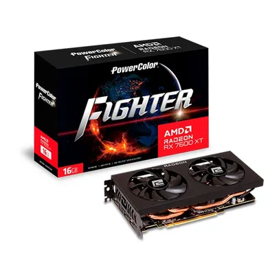 Placa de Vídeo Powercolor AMD Radeon RX 7600 XT Fighter, 16GB, GDDR6