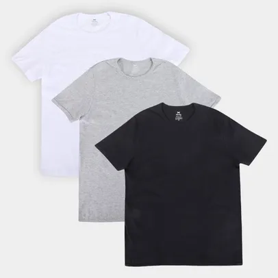 Kit Camisetas Hering Básicas Com 3 Peças Masculinas (Tam P ao GG)