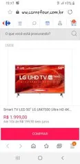 Smart TV LED 50" LG UM7500 Ultra HD 4K HDR ThinQ AI | R$1.999