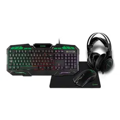 [Banqi R$94,95] Combo Gamer 4 em 1 X-Zone GTC-02 LED - Preto