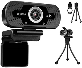 Webcam USB Full HD 1080P WB com Microfone Ângulo 110° e Tripé