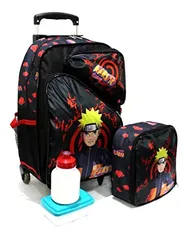 Mochila Infantil Escolar Naruto Uzumaki Rodinhas Grande + Lancheira