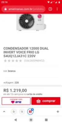 CONDENSADOR 12000 DUAL INVERT VOICE FRIO LG S4UQ12JA31C 220V | R$1219