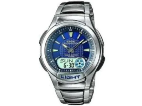 Relógio Masculino Casio Anadigi - Resistente à Água Cronômetro Mundial AQ-180WD-2AV - R$162