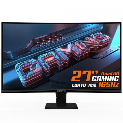 Monitor Gamer Gigabyte GS27QC, 27 Pol, Quad HD, Curvo, 165Hz, 1Ms, FreeSync Premium, HDR, HDMI/DP, 20VM0-GS27QCBM-1SAR