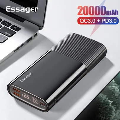 Essager Power Bank 20000mah Usb C Pd Qc 3.0 - Carregador portátil 