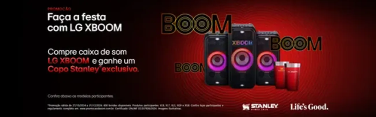 Promoção Compre Caixa de Som LG XBOOM e ganhe Copo Stanley