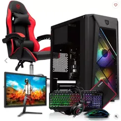 COMPUTADOR MANCER GAMER THOR IV, AMD RYZEN 5 4600G, 16GB DDR4, SSD 240GB + CADEIRA GAMER + MONITOR 2