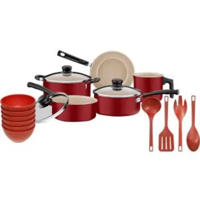 Jogo de Panelas Tramontina Versalhes Antiaderente 5 Pcs + Utensílios Sustentáveis 4 pcs EVO + Kit Tijelas Sustentáveis 300 ml 6 pcs | R$160