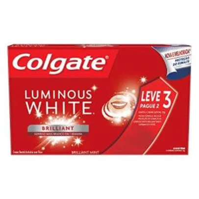 Kit 3 Creme Dental Colgate Luminous White Brilliant Mint 70G | R$9