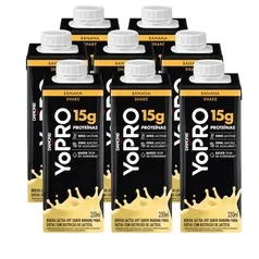 Pack com 8 Unidades YoPRO Banana Protein 15G 250ml