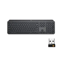 Teclado sem fio Logitech MX Keys com Iluminação Inteligente, USB Unifying ou Bluetooth para até 3 dispositivos, Recarregável