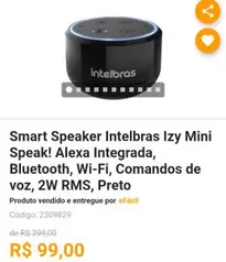 [App] Smart Speaker Intelbras Izy Mini Speak! Alexa Integrada | R$99