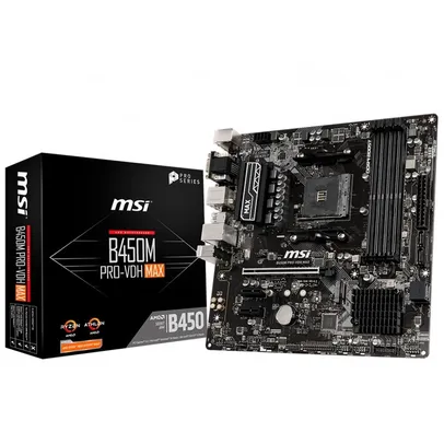 [Com Cashback 478R$] Placa-Mãe MSI B450M Pro-VDH Max p/ AMD AM4, m-ATX, DDR4