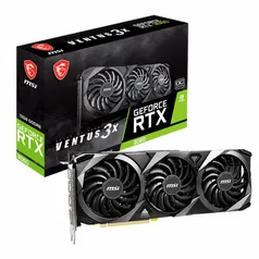 Placa de Vídeo MSI NVIDIA GeForce RTX 3060 VENTUS 3X 12G OC Triple Fan, LHR, 12GB, GDDR6, DLSS, Ray Tracing