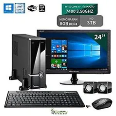 BUG - Computador Slim Com Monitor 24" Intel Core I5 7400 8Gb Ddr4 3Tb Windows 10 Wifi 3Green Business