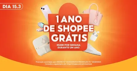 SORTEIO DE 1 ANO DE SHOPEE GRÁTIS ESTÁ DE VOLTA