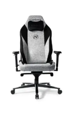 Cadeira Gamer Elements Lunari Titan, Até 170kg, Reclinável, Com Almofada, Braço 4D, Cilindro de Gás Classe 4, Cinza