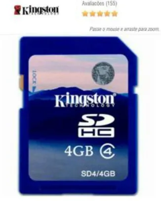  Cartão de Memória Kingston SD Card 4 Gb - SD4/4GB