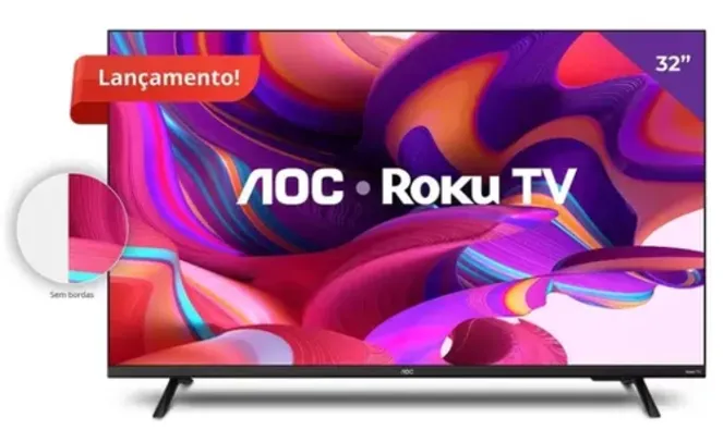 Smart Tv LED Hd 32 Polegadas AOC Sistema Roku TV Wi-Fi HDMI