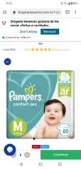 Fralda Pampers Confort Sec M 80 unidades | R$ 44 (Na compra de 4)