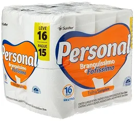 Personal Papel Higiênico Branquíssimo E Fofíssimo Folha Simples Leve 16 Pague 15 Rolos De 30 M