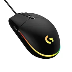 Mouse Gamer Logitech G203 LIGHTSYNC RGB, Efeito de Ondas de Cores, 6 Botões Programáveis e Até 8.000 DPI - Preto